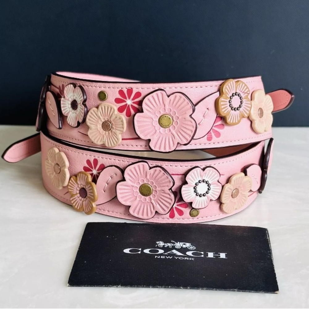 HELP ME FIND A COACH TEA ROSE APPLIQUE PEONY PINK LEATHER NOVELTY STRAP 22887 - Picture 4 of 7